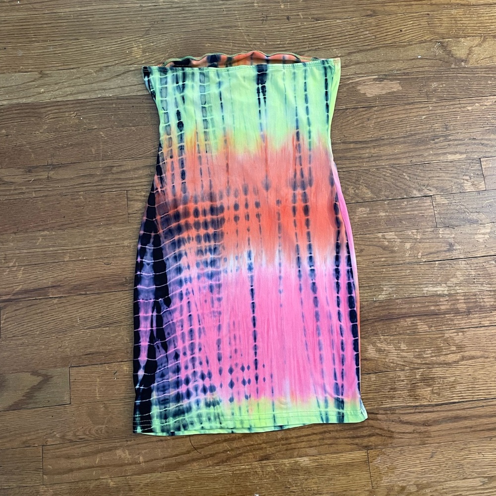 SHEIN Tie-Dye Strapless Dress